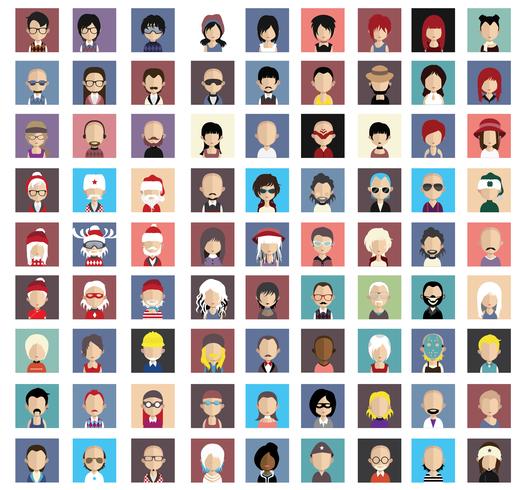 Avatares de personas con fondos coloridos. vector