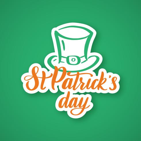 Día de San Patricio. Etiqueta de tipografía dibujada a mano vector