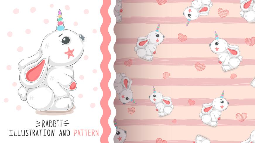 Rabbit with heart - seamless pattern vector