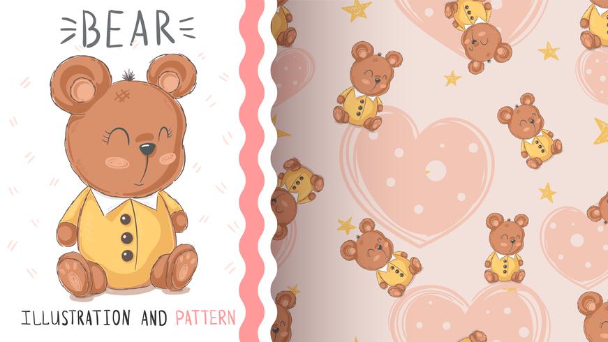 Teddy cute bear - seamless pattern vector