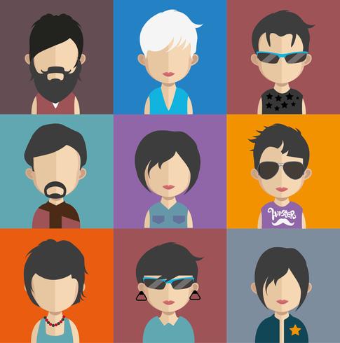 Avatares de personas con fondos coloridos. vector