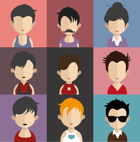 People avatars with colorful backgrounds vector