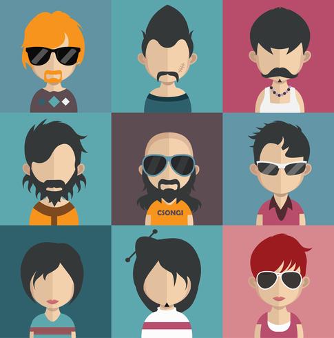 People avatars with colorful backgrounds vector