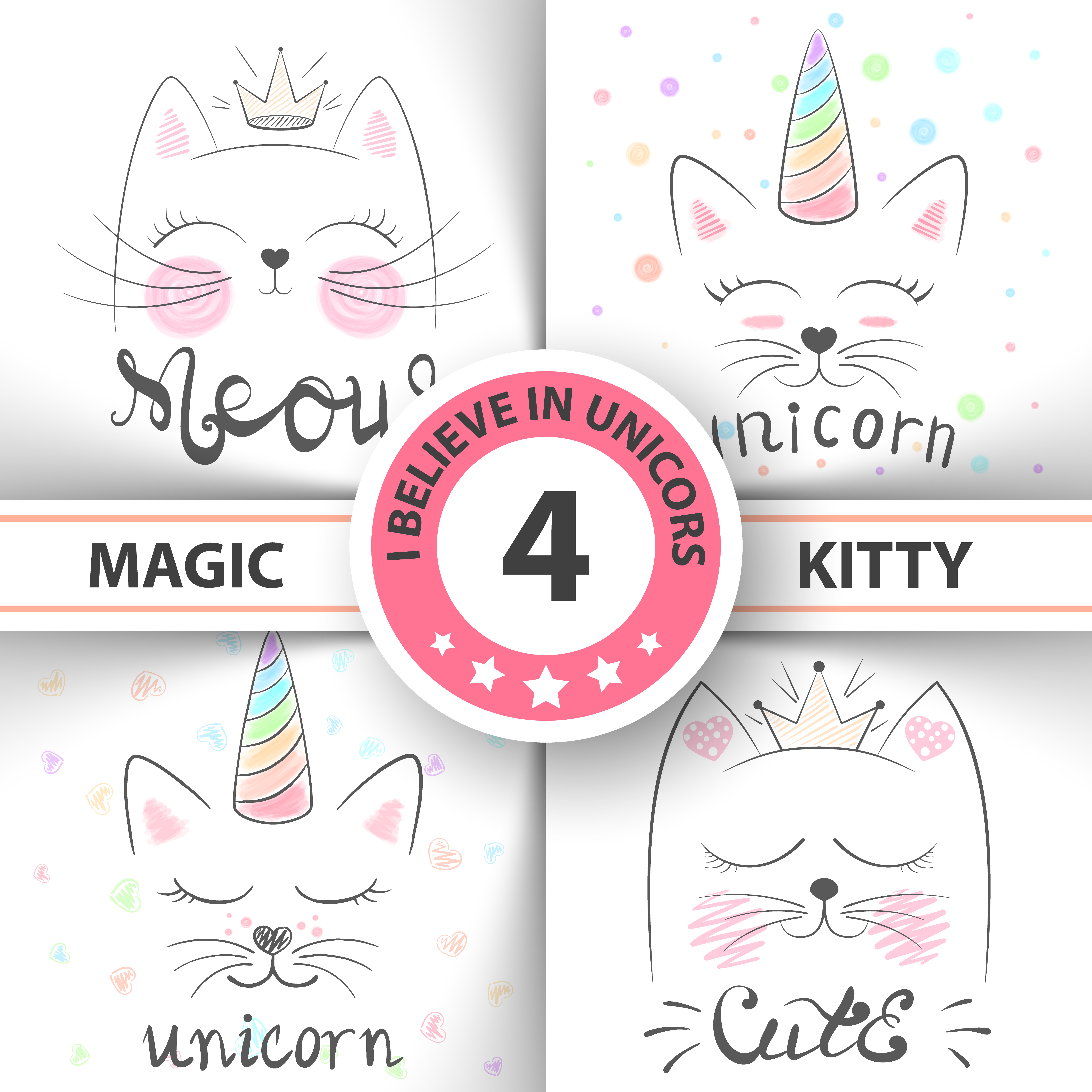 Download Cat, kitty, unicorn, caticorn, - baby illustration. idea ...