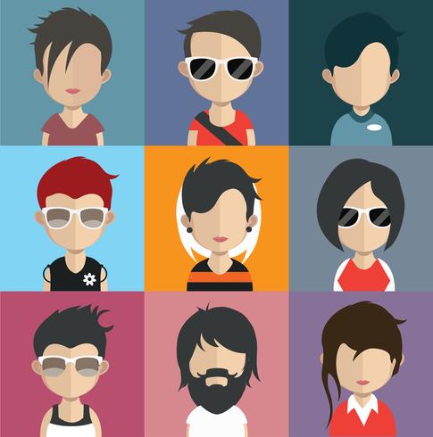 People avatars with colorful backgrounds vector