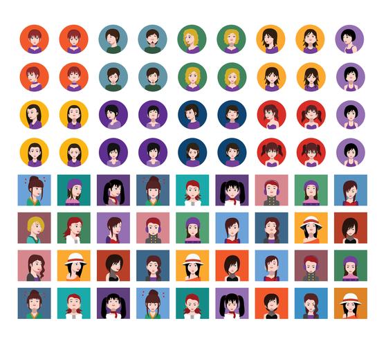 Avatares de personas con fondos coloridos. vector