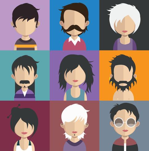 People avatars with colorful backgrounds vector