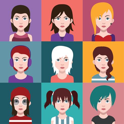 Avatares de personas con fondos coloridos. vector