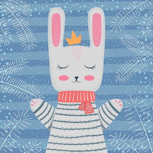 Personajes de conejo. Linda ilustración de invierno vector