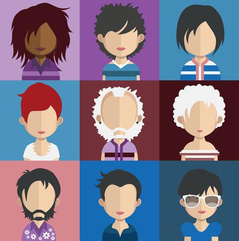 Avatares de personas con fondos coloridos. vector