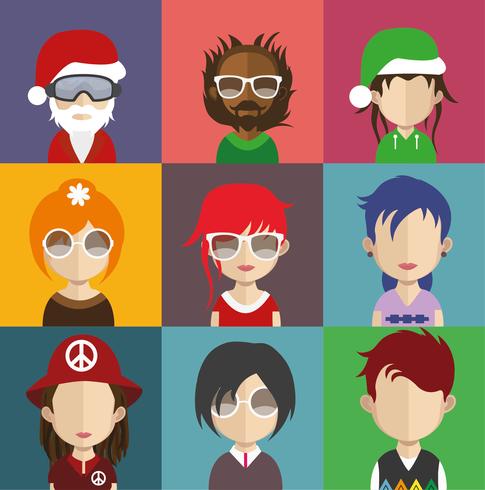 Avatares de personas con fondos coloridos. vector