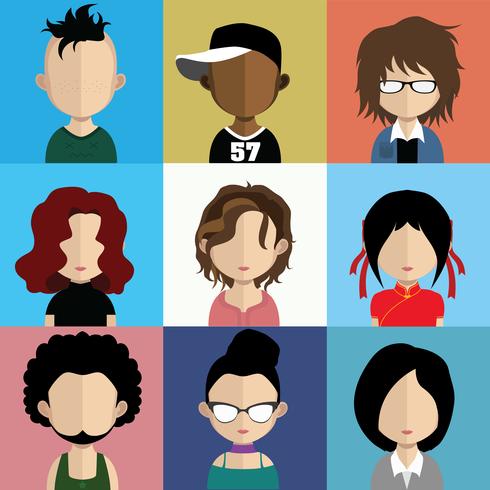 Avatares de personas con fondos coloridos. vector