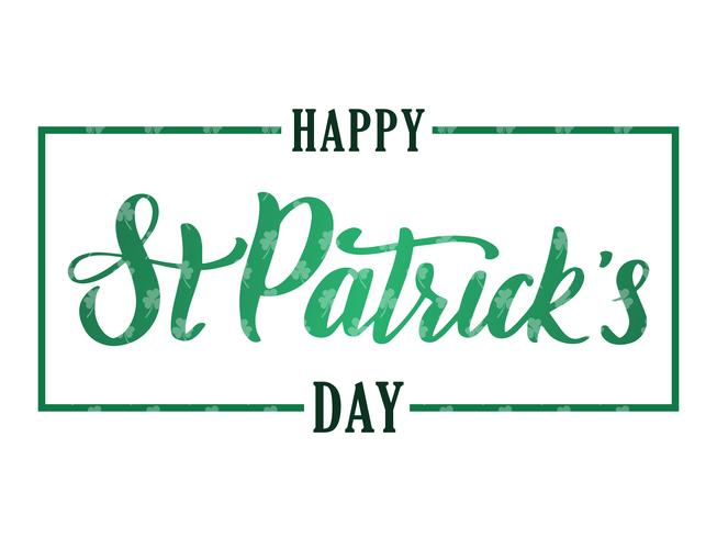 Greeting banner with handwritten elegant brush lettering composition of Happy St. Patrick's Day vector