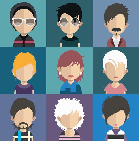 Avatares de personas con fondos coloridos. vector