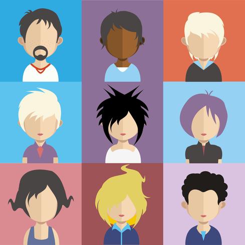 People avatars with colorful backgrounds vector