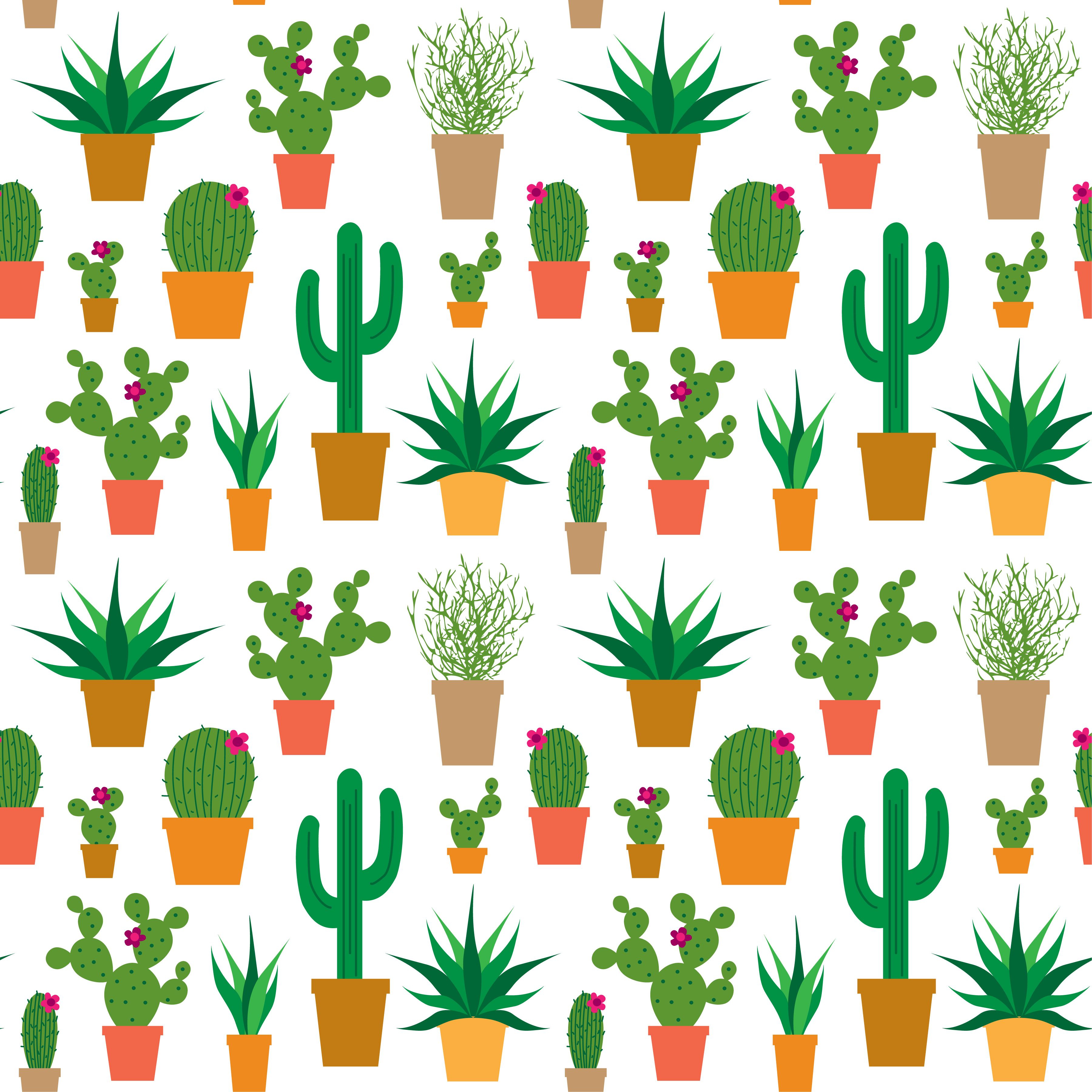 Cactus In Pots Vector Pattern 461198 Vector Art At Vecteezy