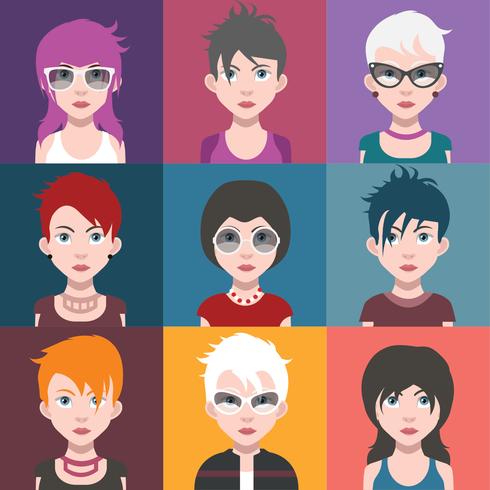 Avatares de personas con fondos coloridos. vector