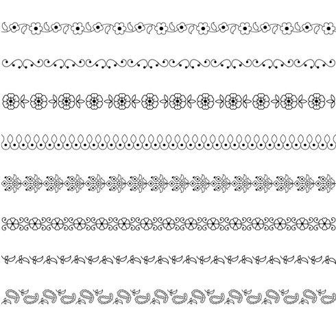 black paisley border patterns vector