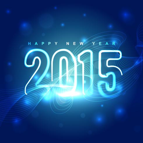 neon style 2015 text with line wave vector