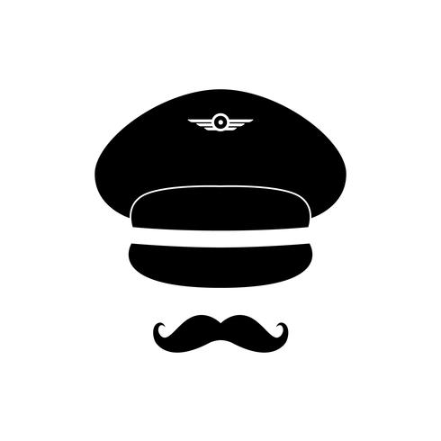 Avatar piloto Piloto con gorra y bigote. vector