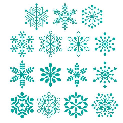 turquoise blue silhouette snowflakes vector