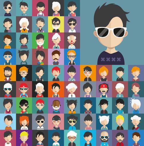 Avatares de personas con fondos coloridos. vector