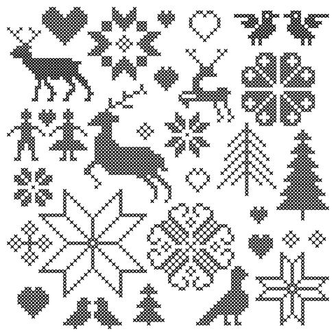 black embroidered nordic motifs clipart graphics vector