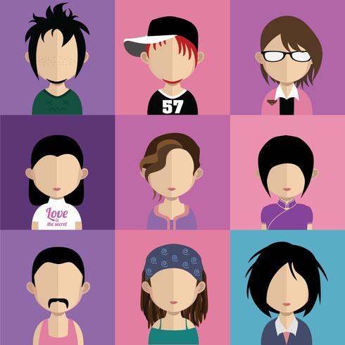 People avatars with colorful backgrounds vector