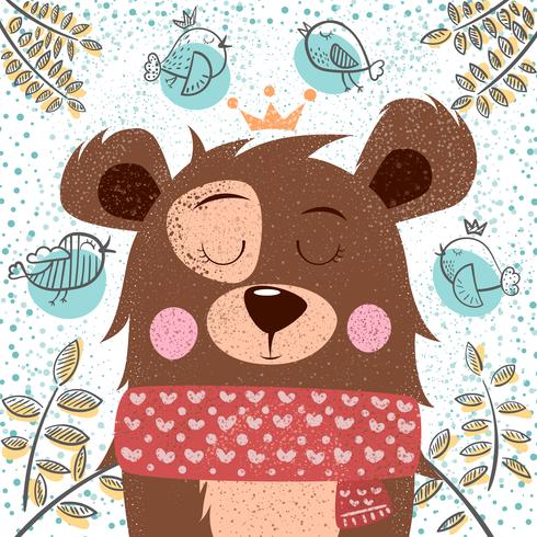 Cute winter illustration. Bear characters. vector