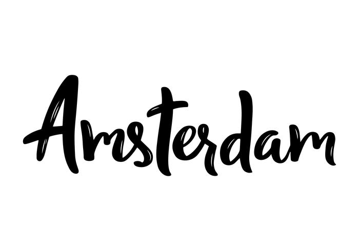 Amsterdam hand-lettering calligraphy. Hand drawn brush calligraphy.  vector