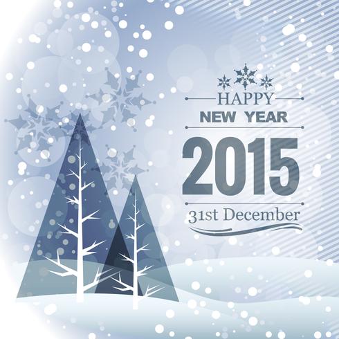 2015 design with christmas tree and snow vector