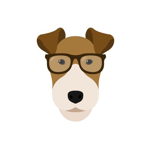 Fox Terrier dog in glasses.  vector
