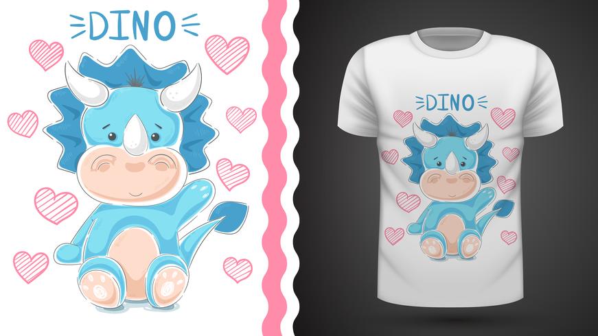 Cute teddy dinosaur - idea for print t-shirt. vector
