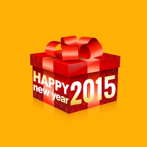 happy new year 2015 written on red gift box vector