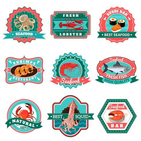 Seafood Emblems Set vector
