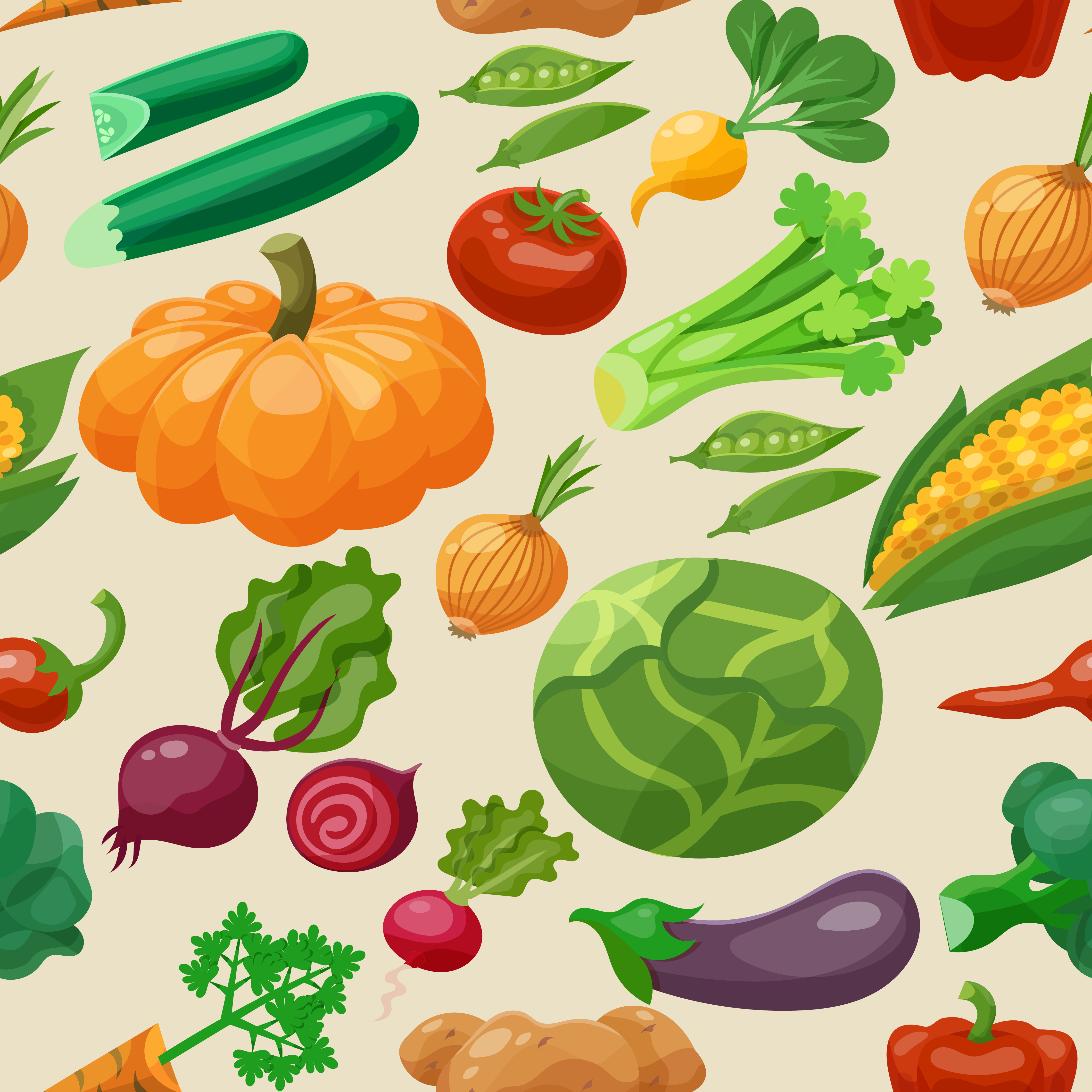 Vegetables Seamless Pattern 461370 Vector Art at Vecteezy