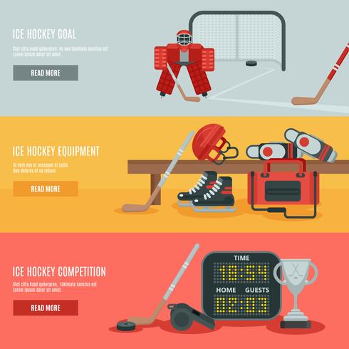 Conjunto de Banners de hockey sobre hielo vector