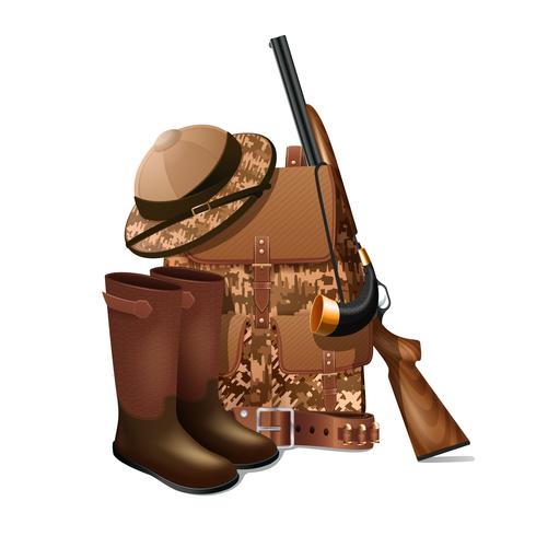 Hunting equipment retro icon vector