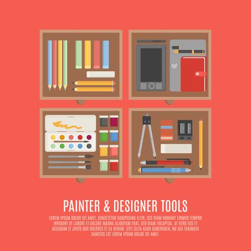 Painter And Designer Tools Concept vector