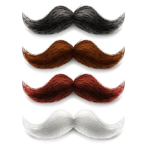 Fake moustaches color set vector