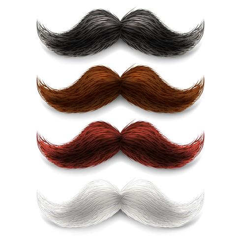 Fake moustaches color set vector