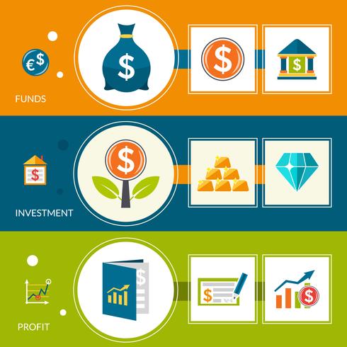 Investment Fund Profit Horizontal Banners vector