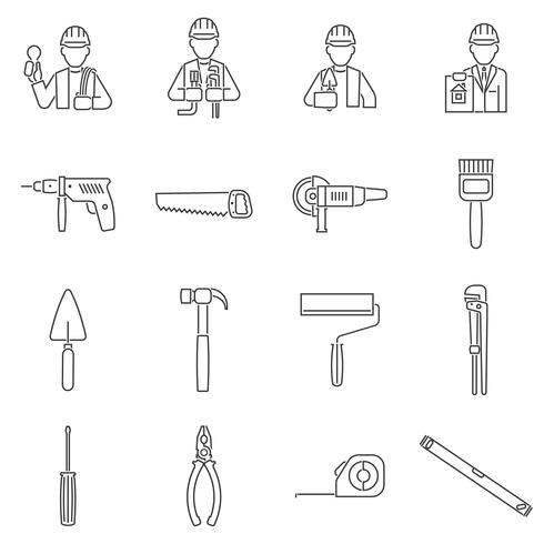 Línea de iconos de construcción vector