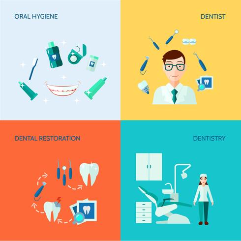 Conjunto de iconos decorativos dentales vector