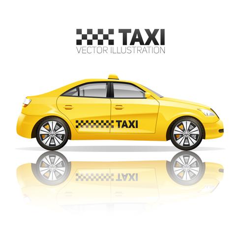 Ilustración realista de taxi vector