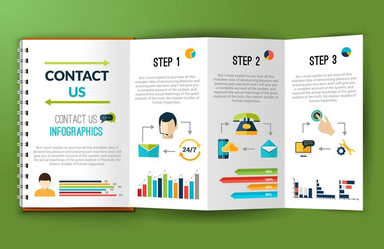 Contact us infographics note folder vector