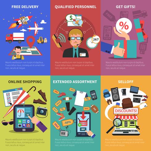Online Store Mini Posters Set vector