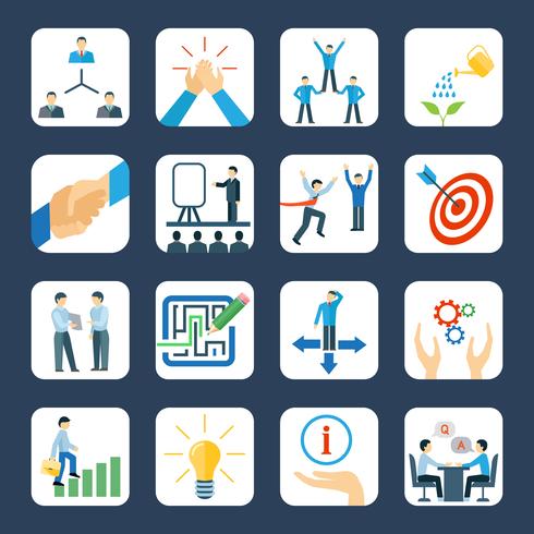 Mentoring flat icons set vector