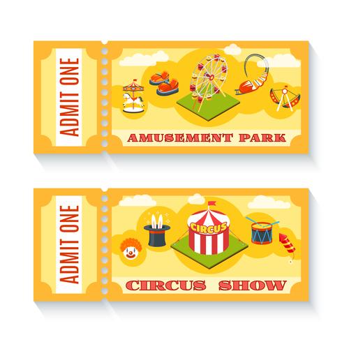 Two vintage amusement park tickets set vector