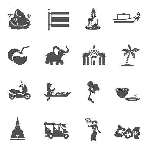 Conjunto de iconos de viaje de Tailandia vector